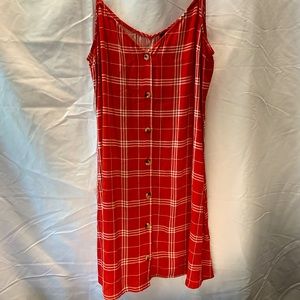 H&M Red and white plaid skater dress
